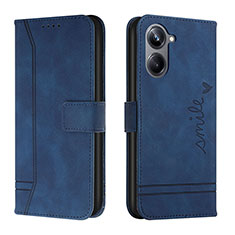 Leather Case Stands Flip Cover Holder H01X for Realme 10 Pro 5G Blue