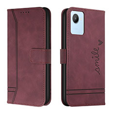 Leather Case Stands Flip Cover Holder H01X for Realme C30 Red