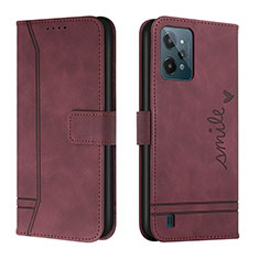 Leather Case Stands Flip Cover Holder H01X for Realme C31 Red