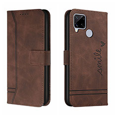 Leather Case Stands Flip Cover Holder H01X for Realme Narzo 30A Brown