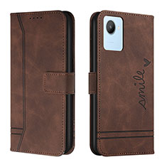 Leather Case Stands Flip Cover Holder H01X for Realme Narzo 50i Prime Brown