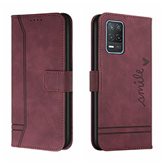 Leather Case Stands Flip Cover Holder H01X for Realme Q3 5G Red