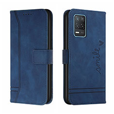 Leather Case Stands Flip Cover Holder H01X for Realme Q3i 5G Blue