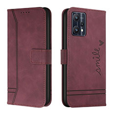 Leather Case Stands Flip Cover Holder H01X for Realme Q5 5G Red