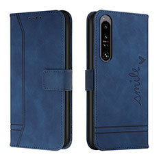 Leather Case Stands Flip Cover Holder H01X for Sony Xperia 1 IV Blue