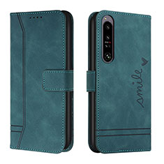 Leather Case Stands Flip Cover Holder H01X for Sony Xperia 1 IV SO-51C Green