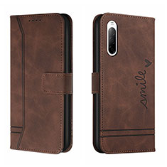 Leather Case Stands Flip Cover Holder H01X for Sony Xperia 10 III Lite Brown