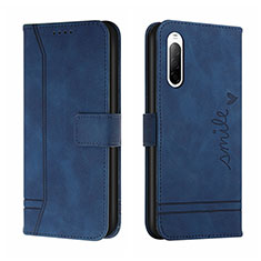 Leather Case Stands Flip Cover Holder H01X for Sony Xperia 10 III SO-52B Blue