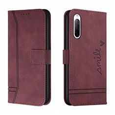 Leather Case Stands Flip Cover Holder H01X for Sony Xperia 10 III SOG04 Red