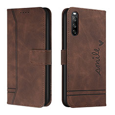 Leather Case Stands Flip Cover Holder H01X for Sony Xperia 10 IV Brown