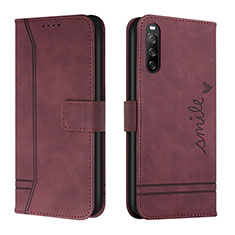 Leather Case Stands Flip Cover Holder H01X for Sony Xperia 10 IV Red