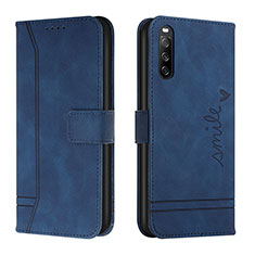 Leather Case Stands Flip Cover Holder H01X for Sony Xperia 10 IV SOG07 Blue