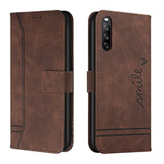 Leather Case Stands Flip Cover Holder H01X for Sony Xperia 10 IV SOG07 Brown