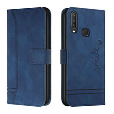 Leather Case Stands Flip Cover Holder H01X for Vivo Y12 Blue