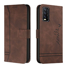 Leather Case Stands Flip Cover Holder H01X for Vivo Y12A Brown