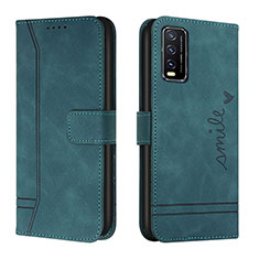 Leather Case Stands Flip Cover Holder H01X for Vivo Y12A Green