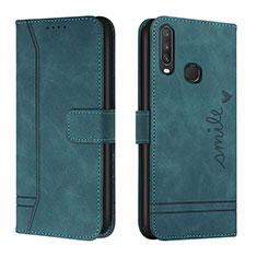 Leather Case Stands Flip Cover Holder H01X for Vivo Y15 Green