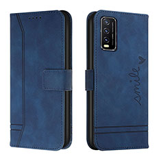 Leather Case Stands Flip Cover Holder H01X for Vivo Y20a Blue