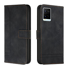 Leather Case Stands Flip Cover Holder H01X for Vivo Y21 Black