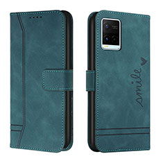 Leather Case Stands Flip Cover Holder H01X for Vivo Y21 Green