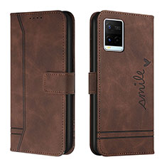 Leather Case Stands Flip Cover Holder H01X for Vivo Y21a Brown