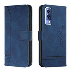 Leather Case Stands Flip Cover Holder H01X for Vivo Y50t Blue