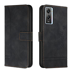 Leather Case Stands Flip Cover Holder H01X for Vivo Y55s (2021) Black