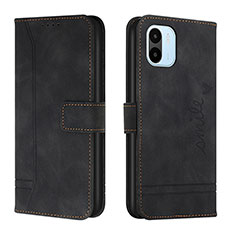 Leather Case Stands Flip Cover Holder H01X for Xiaomi Poco C50 Black