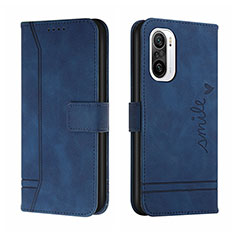 Leather Case Stands Flip Cover Holder H01X for Xiaomi Poco F3 5G Blue