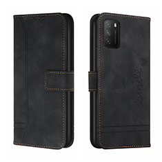 Leather Case Stands Flip Cover Holder H01X for Xiaomi Poco M3 Black