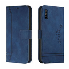 Leather Case Stands Flip Cover Holder H01X for Xiaomi Redmi 9A Blue