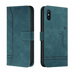 Leather Case Stands Flip Cover Holder H01X for Xiaomi Redmi 9A Green