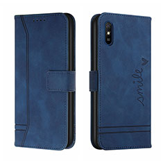 Leather Case Stands Flip Cover Holder H01X for Xiaomi Redmi 9i Blue