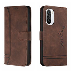 Leather Case Stands Flip Cover Holder H01X for Xiaomi Redmi K40 Pro+ Plus 5G Brown