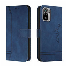 Leather Case Stands Flip Cover Holder H01X for Xiaomi Redmi Note 10 4G Blue