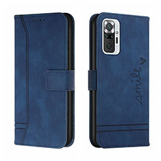 Leather Case Stands Flip Cover Holder H01X for Xiaomi Redmi Note 10 Pro 4G Blue