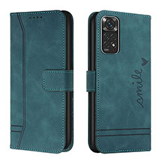 Leather Case Stands Flip Cover Holder H01X for Xiaomi Redmi Note 11 4G (2022) Green