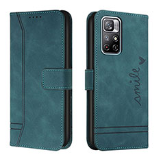 Leather Case Stands Flip Cover Holder H01X for Xiaomi Redmi Note 11 5G Green