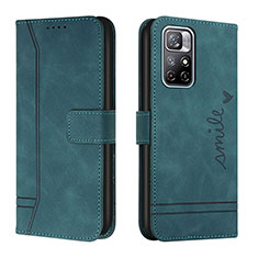 Leather Case Stands Flip Cover Holder H01X for Xiaomi Redmi Note 11T 5G Green