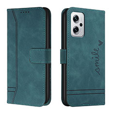 Leather Case Stands Flip Cover Holder H01X for Xiaomi Redmi Note 11T Pro 5G Green