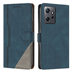 Leather Case Stands Flip Cover Holder H01X for Xiaomi Redmi Note 12 4G Blue