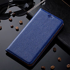 Leather Case Stands Flip Cover Holder H02P for Apple iPhone 12 Pro Max Blue