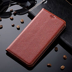 Leather Case Stands Flip Cover Holder H02P for Asus ROG Phone 3 Brown