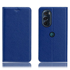 Leather Case Stands Flip Cover Holder H02P for Motorola Moto Edge 30 Pro 5G Blue