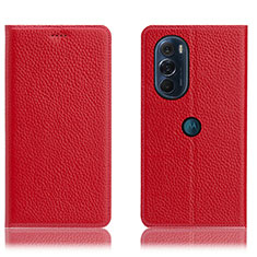 Leather Case Stands Flip Cover Holder H02P for Motorola Moto Edge 30 Pro 5G Red