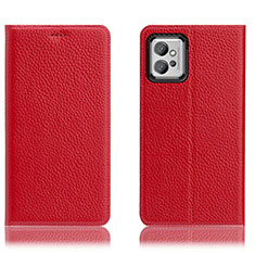 Leather Case Stands Flip Cover Holder H02P for Motorola Moto G32 Red