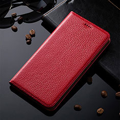 Leather Case Stands Flip Cover Holder H02P for Motorola Moto G53j 5G Red