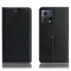Leather Case Stands Flip Cover Holder H02P for Motorola Moto S30 Pro 5G Black