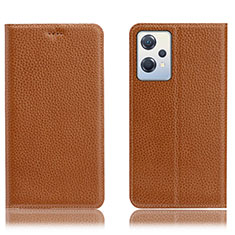 Leather Case Stands Flip Cover Holder H02P for OnePlus Nord CE 2 Lite 5G Light Brown