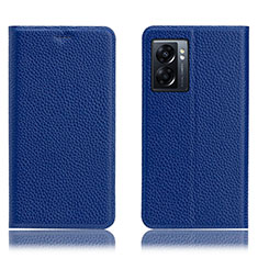 Leather Case Stands Flip Cover Holder H02P for Oppo A77 5G Blue